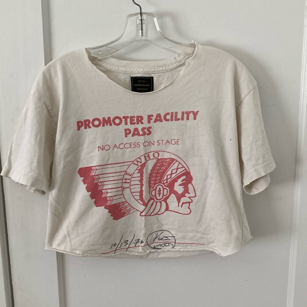 Free people Cream crop Tee